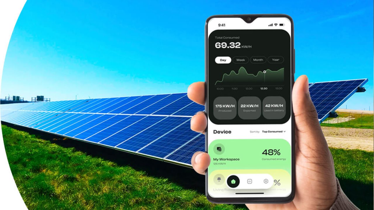 Solar monitoring dashboard on mobile device